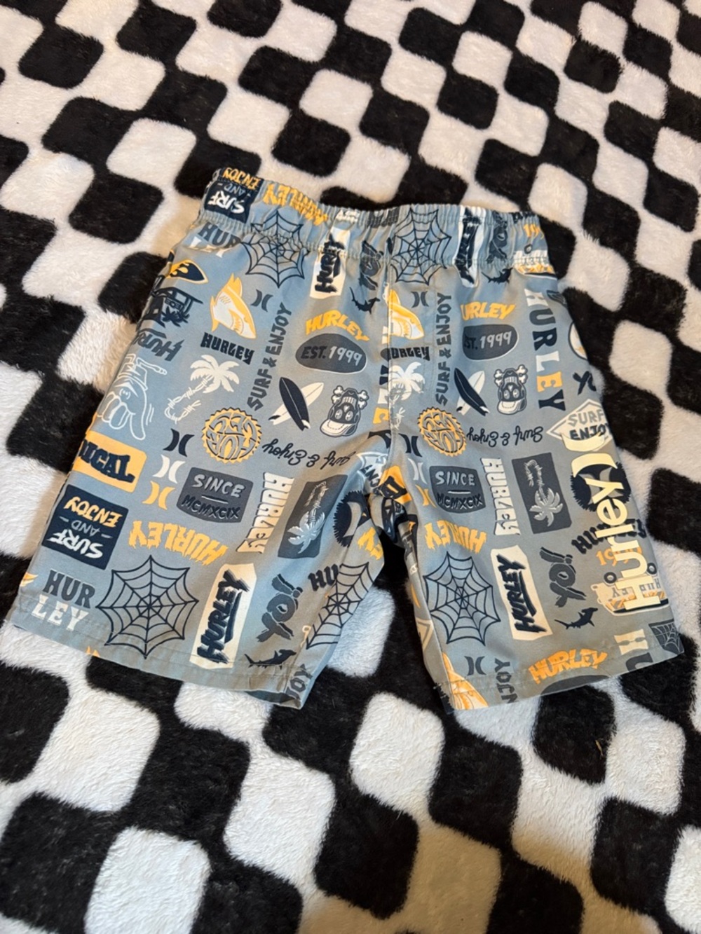 Hurley Gray, Yellow & Navy Graphic Swim Shorts